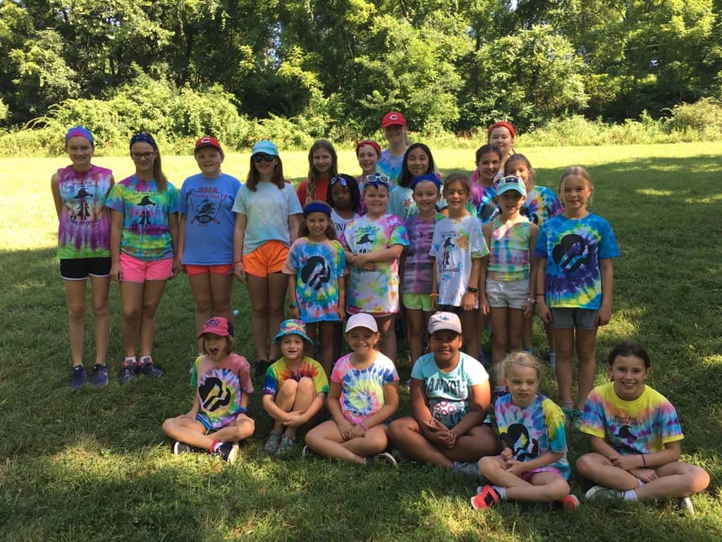 We had another good day at Girl Scout camp! In addition to hiking and creeking, the girls showed off their storytelling and drawing skills for our all-camp comic, added to their nature notebooks, learned fun Girl Scout games from the Red Unit, tie-dyed t-shirts, played drip drip drench, sang songs to the Pixies, and more!